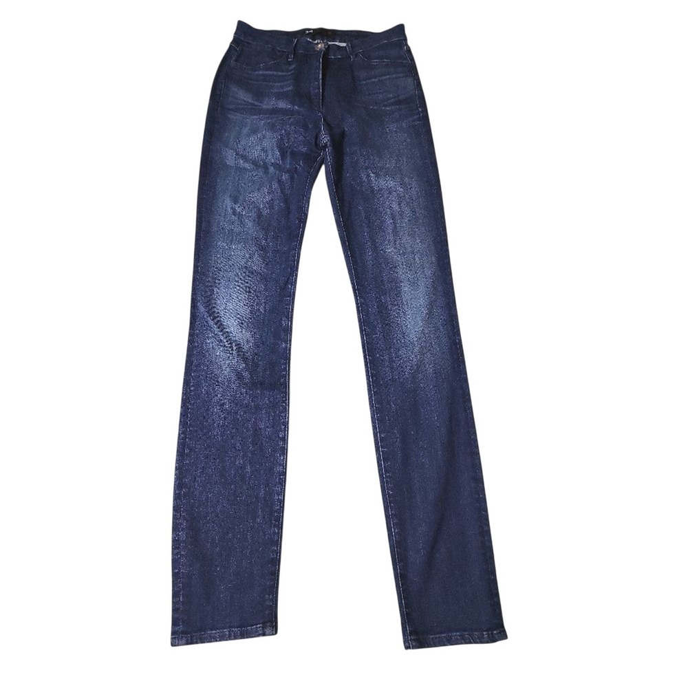 3x1 Straight Leg Jeans Womens 27 Dark Blue Denim Made in USA Premium Stretch
